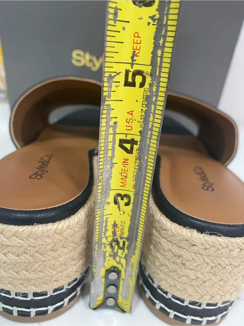 Style & Co. Black Slide Platform Espadrille Sandals